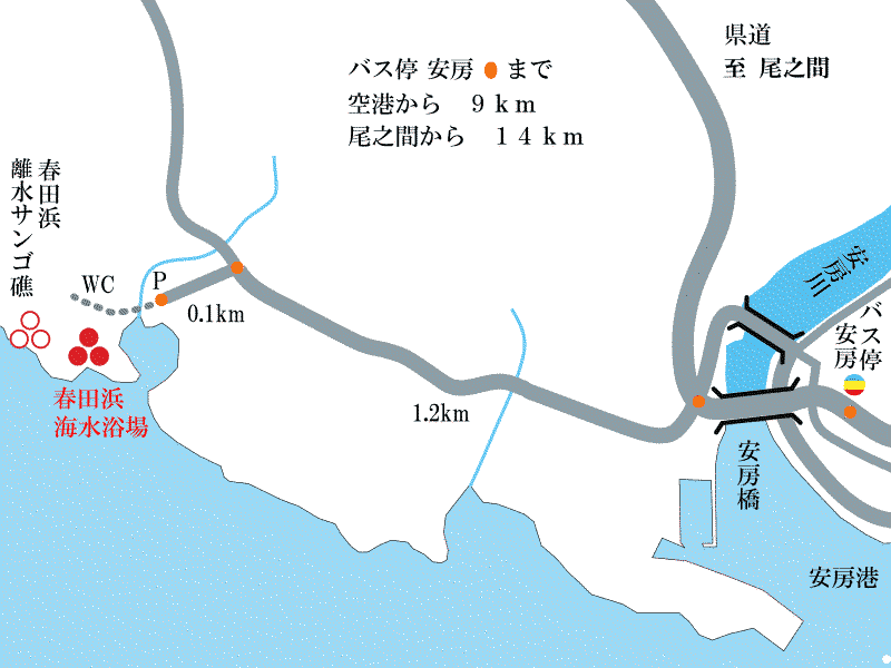 春田浜水浴場周辺地図